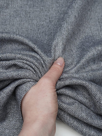 Шерсть костюмная Твид "Елочка" цв.серый, ш.1.5м, шерсть-50%, п/э-50%, 280гр/м.кв