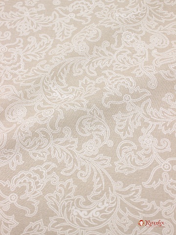 Полулен "Сказочный белый узор" цв.бежевый, ш.2.2м, лен-30%, хлопок-70%, 140гр/м.кв