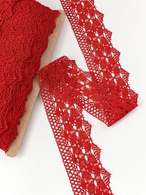Кружево цв.красный, ш.85мм, хлопок-90%, п/э-10%, рис.190/16