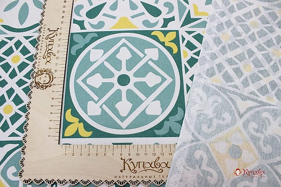 Бязь "Тенерифе - мозаика" цв.зеленый, (комп), ш.2.2м, хлопок-100%, 120гр/м.кв