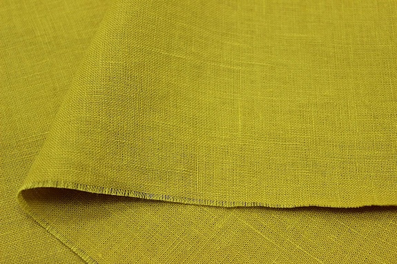 Лен костюмный с эффектом мятости цв.Желтый с оливковым оттенком, ш.1.45м, лен-100%, 180гр/м.кв