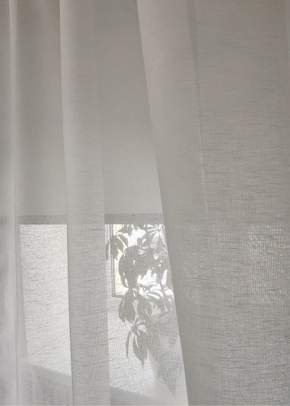 Мерный лоскут - Полулен декоративный "Сетка-вуаль" цв.белый, ш.2.60м, лен-53%, хлопок-47%, 90гр/м.кв