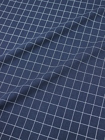 Мерный лоскут (ткань в отрезах) Пестрядь "Крупная клетка (22*18 мм)" цв.т.серо-синий флер, ш.1.42м, хлопок-95%, п/э-5%, 160гр/м.кв