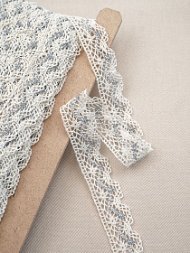 Кружево цв.молочный/серый, ш.32мм, хлопок-90%, п/э-10%, рис.031