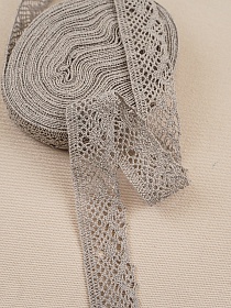 Кружево цв.серо-бежевый с оливковым оттенком, ш.30мм, хлопок-90%, п/э-10%, 10м, рис.111/5