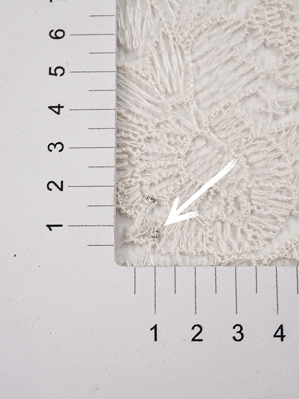 Кружевное полотно "Ажурный сад" (фестон с 2х ст.)  цв.кремовый, СОРТ2, ш.1.2м, хл-80%, нейлон-20%