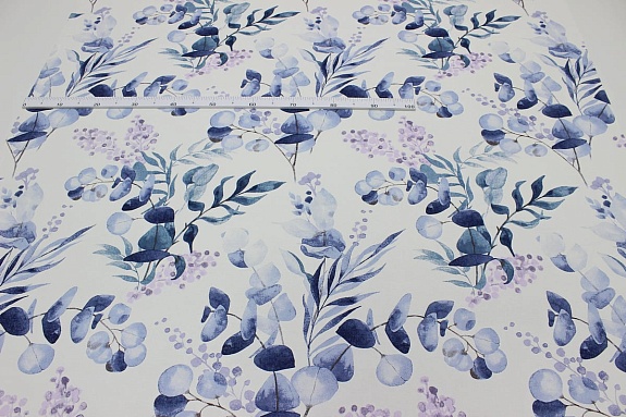 Мерный лоскут (ткань в отрезах) - Рогожка "Изящный эвкалипт", ш.1.5м, хлопок-100%, 165гр/м.кв