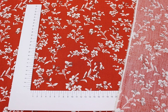 Штапель "Лейла", цв.кирпично-терракотовый, ш.1.42м, вискоза-100%, 90гр/м.кв