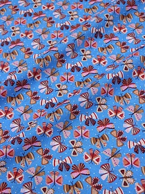 Бязь "Танец бабочек на голубом", ш.1,5м, хлопок-100%, 142 гр/м.кв