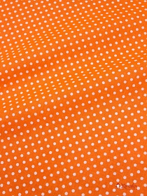 Бязь "Белый горох (3мм) на ярко-оранжевом", ш.1.5м, хлопок-100%, 120гр/м.кв