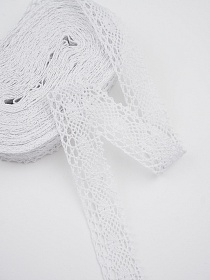 Кружево цв.белый, ш.25мм, хлопок-90%, п/э-10%, рис.107/1, 10м