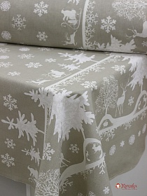 Полулен "Новогодний лес", ш.1.5м, лен-30%, хлопок-70%, 147гр/м.кв