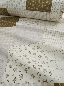 Сатин "Пэчворк - микс" цв.ванильный, ш.2.35м, хлопок-100%, 110гр/м.кв