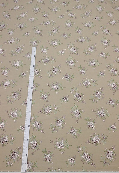 Сатин "Аромат сирени" цв.бежево-кофейный, ш.2.35м, хлопок-100%, 110гр/м.кв