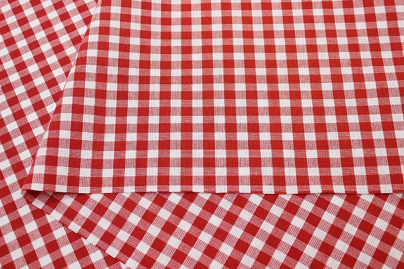 Пестрядь "Красно-белая средняя клетка", ш.1.5м, хлопок-100%, 150гр/м.кв