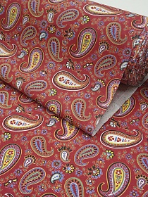 Перкаль "Сказочный пейсли" цв.красный, ш.1.5м, хлопок-100%, 125гр/м.кв