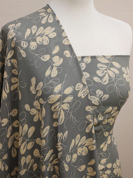 Штапель Премиум "Дыхание осени" цв.шалфей, СОРТ2, ш.1.46м, вискоза-100%, 115гр/м.кв