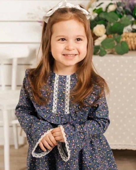 Детское платье из штапеля Кукольная нежность (выкройка платья - D-0015)