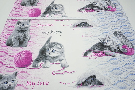 Бязь "Игривые котята", ГОСТ, ш.1.5м, хлопок-100%, 138гр/м.кв