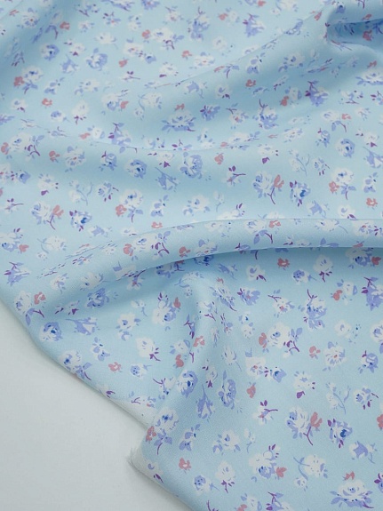 Штапель "Рослини" цв.голубой, ш.1.45м, вискоза-100%, 105гр/м.кв