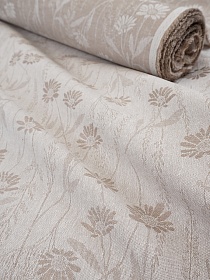 Полульняной жаккард "Поле ромашек" цв.суровый, ш.1.6м, лен-49%, хлопок-51%, 200гр/м.кв