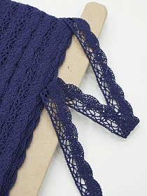 Кружево цв.темно-сине фиолетовый, ш.19мм, хлопок-90%, п/э-10%, рис.110/24