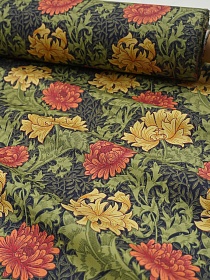 Перкаль Премиум (Digital) "Хризантема" цв.зеленый, ш.1.45м, хл-100%, 140гр/м.кв