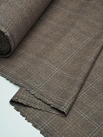 Шерсть пальтово-костюмная Твид "Клетка" цв.кофейный, ш.1.5м, шерсть-60%, п/э-40%, 400гр/м.кв