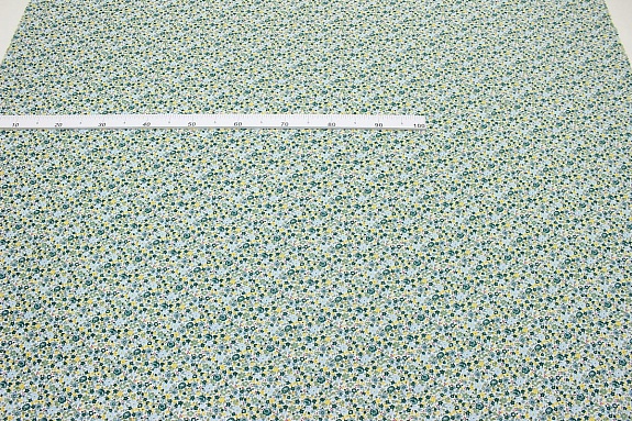 Импорт. хлопок "Мелкая акварель (желтые, зеленые цветы)", ш.1.49м, хлопок-100%, 110гр/м.кв