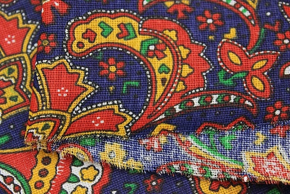 Бязь "Русская мозаика на темно-синем", ш.1.5м, хлопок-100%, 120гр/м.кв
