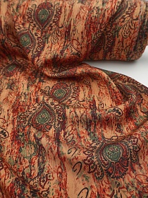 Штапель Премиум "Гульпера" цв.бордовый/зеленый, ш.1.5м, вискоза-100%, 125гр/м.кв