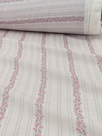 Муслин Премиум двухслойный гладкий "Цветочная линия" цв.св.серый, ш.2.5м, хлопок-100%, 120гр/м.кв