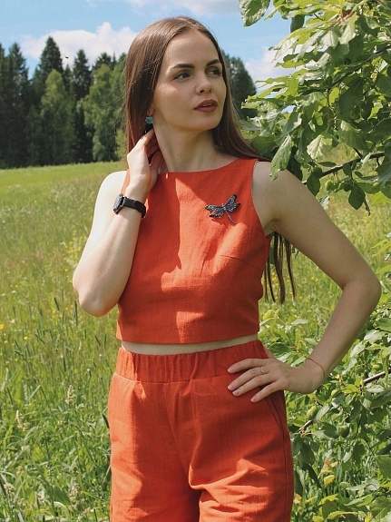 Лентие топ и шорты из полульна