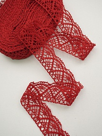 Кружево цв.красный, ш.30мм, хлопок-90%, п/э-10%, 10м, рис.024/16