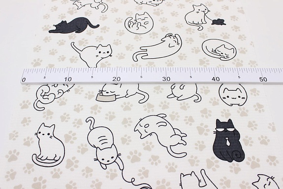 Вафельное полотно (холст) "Котики", ш.0.5м, хлопок-100%, 165гр/м.кв