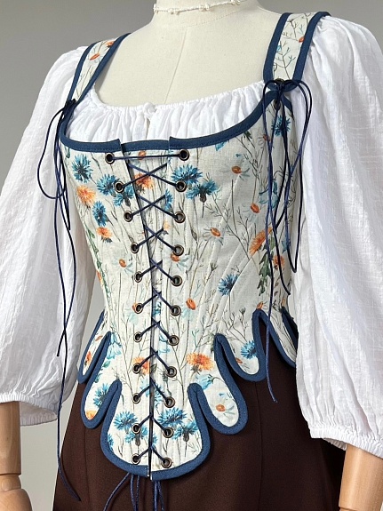 Корсет из 100% льна "Луговые цветы"