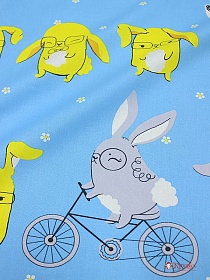 Мерный лоскут ( ткань в отрезах)  Бязь "Заячьи мечты", ш.1.5м, хлопок-100%, 140гр/м.кв