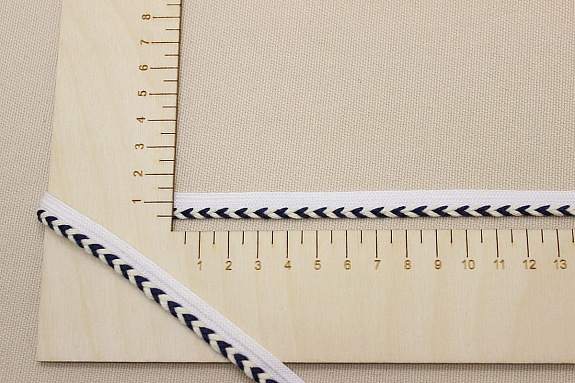 Кант отделочный "Косичка" цв.белый/суровый/чернильный, ш.12мм/5мм, п/э-80, вискоза-20%