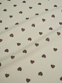 Теплый хлопок "Коричневые сердечки" цв.сливочный, ш.1.5м, хлопок-100%, 160гр/м.кв