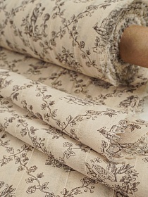 Фактурный хлопок с мережкой-полосой "Летний прованс" цв.кофейный, ш.1.45м, хл-100%, 90гр/м.кв