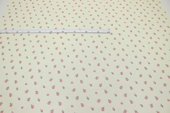 Сатин "Розовый микс - цветочки" цв.шампань, (комп), ш.1.6м, хлопок-100%, 110гр/м.кв