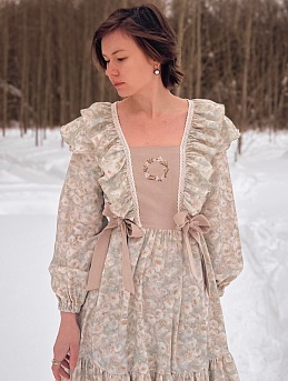 Платье из хлопка персик "Акварельная мечта"