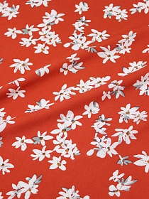 Штапель "Жасминовые цветочки на кирпично-терракотовом", ш.1.43м, вискоза-100%, 100гр/м.кв