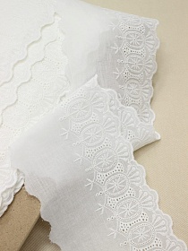 Шитье цв.молочно-белый (общая ширина 110мм, ширина вышивки 63мм), хлопок-100%, батист