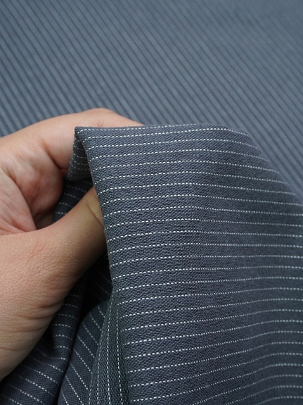 Пестрядь "Мелкая полоска на темно-сером с синим оттенком", ш.1.42м, хлопок-95%, п/э-5%, 160гр/м.кв