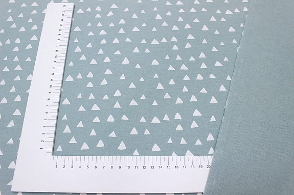 Теплый хлопок "Пирамидки на винтажном бирюзово-мятном", ш.1.5м, хлопок-100%, 150гр/м.кв