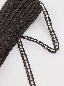 Кружево цв.темный шоколад, ш.08мм, хлопок-90%, п/э-10%, 10м