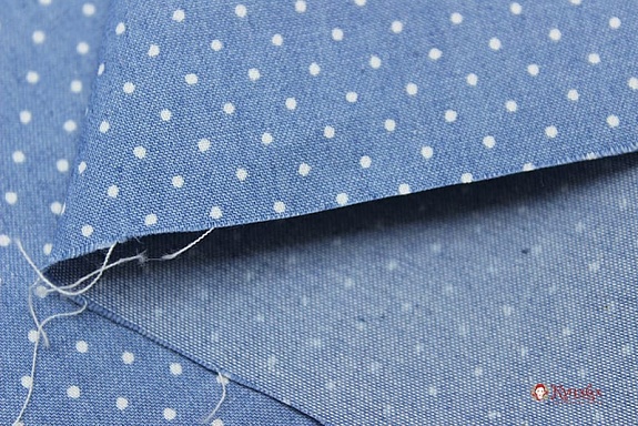 Джинсовая ткань "Очень мелкий горох на голубой джинсе", ш.1.48м, хлопок-85%,п/э-15%, 140гр/м.кв