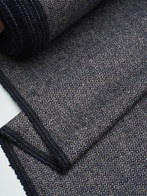 Шерсть пальтово-костюмная Твид "Мелкая елочка" цв.чернильный, ш.1.5м, шерсть-40%, п/э-60%