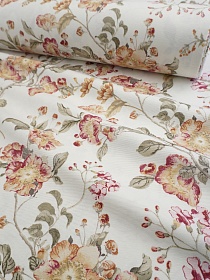 Брак(уценка) Ткань Дак/Duck "Элегия цветов" цв.песочный, ш.1.85м, хлопок-65%, п/э-35%, 210гр/м.кв